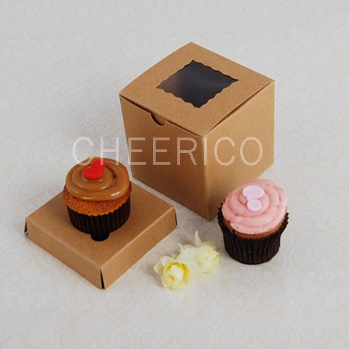 1 Kraft Brown Window Mini Cupcake Box ($1.50/pc x 25 units)