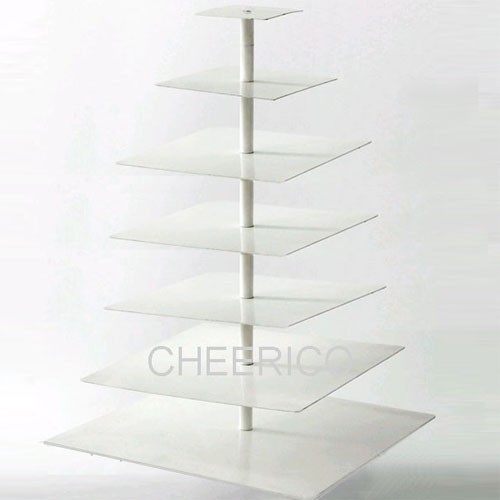 7 Tier White Square Maypole Cupcake Stand Tower Display