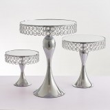 Set of 3 Nordia Beaded Silver Cake Stands